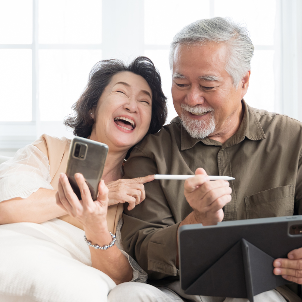 image showing elderly couple reviewing what can home care package funds be used for